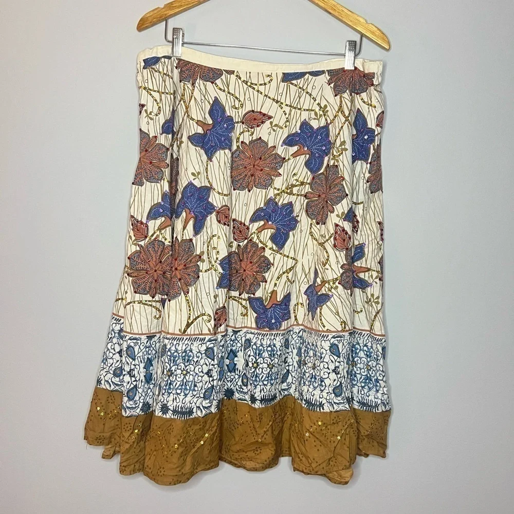 Ashley Stewart Vintage Floral Sequin Y2K Midi Skirt 20